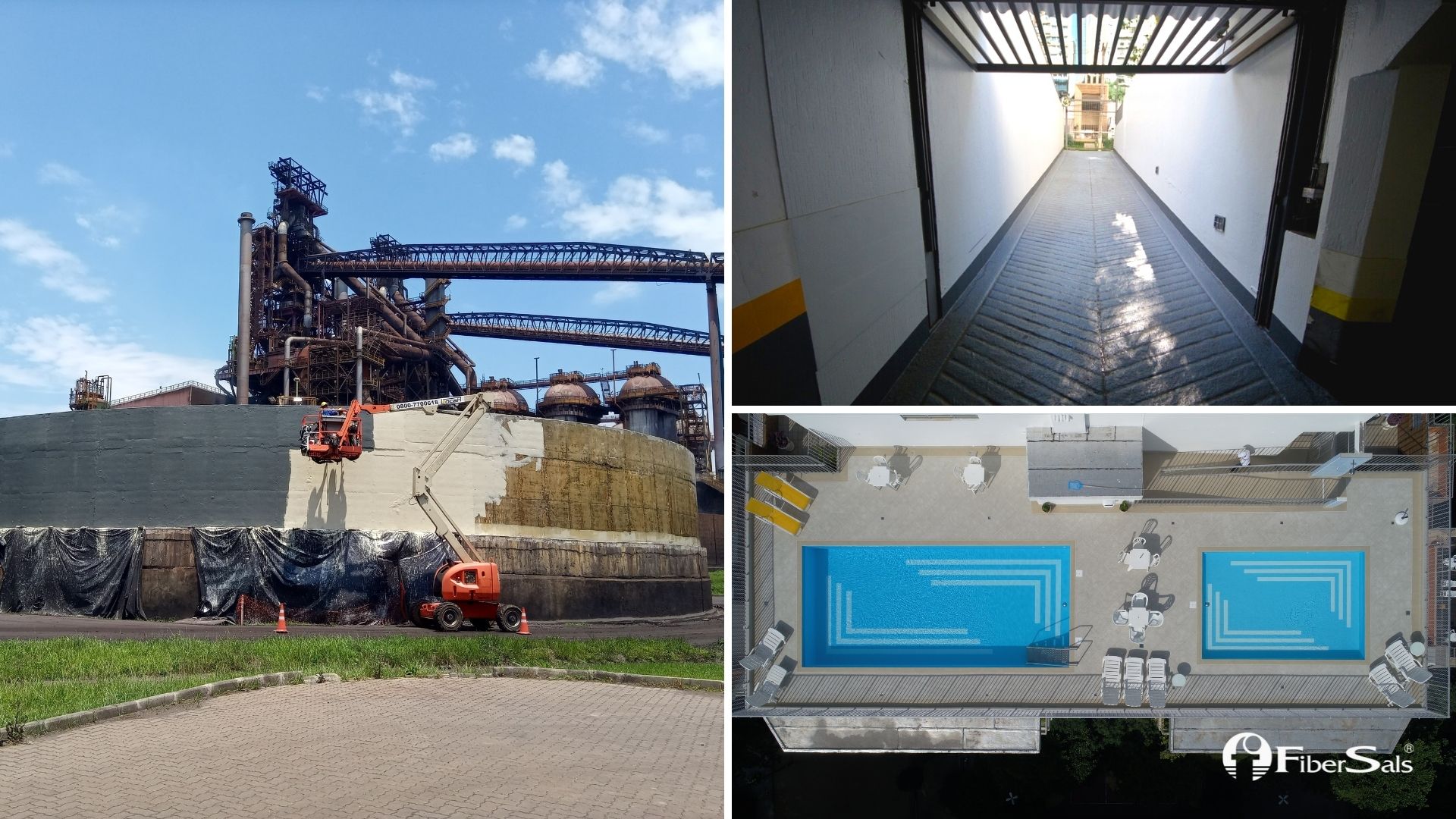 sistema fibersals poliéster flexível para piscinas etes estacionamentos