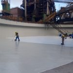 Impermeabilização de tanque clarificador com poliéster flexível Sistema Fibersals