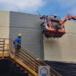 Impermeabilização de tanque clarificador com poliéster flexível Sistema Fibersals