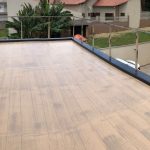 impermeabilização de terraço com acabamento amadeirado sistema fibersals poliéster flexível