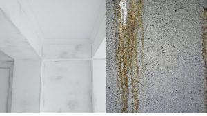 Um dos primeiros sinais visíveis de infiltração é o surgimento de manchas e bolhas