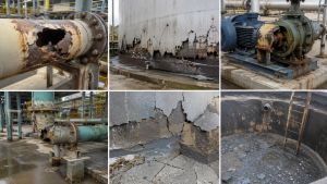 Tubulações, tanques e revestimentos podem ficar danificados